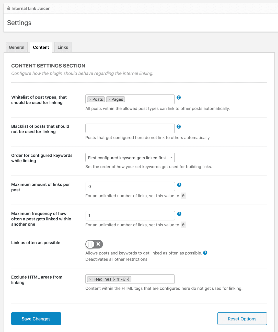 Internal link juicer